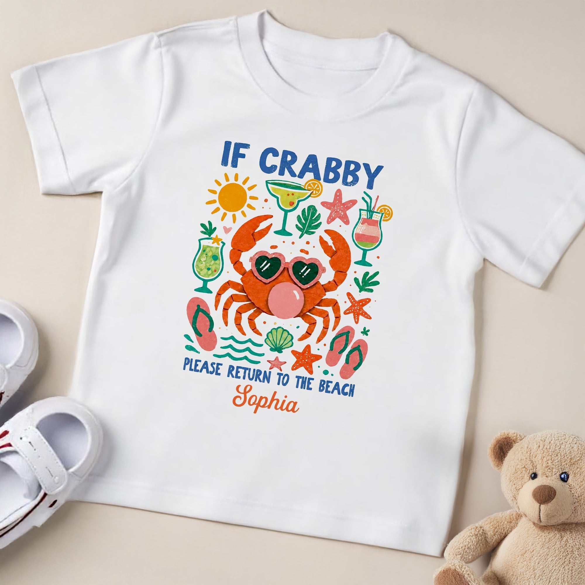 Personalized Youth T-Shirt Custom Name Beach Crab Gift