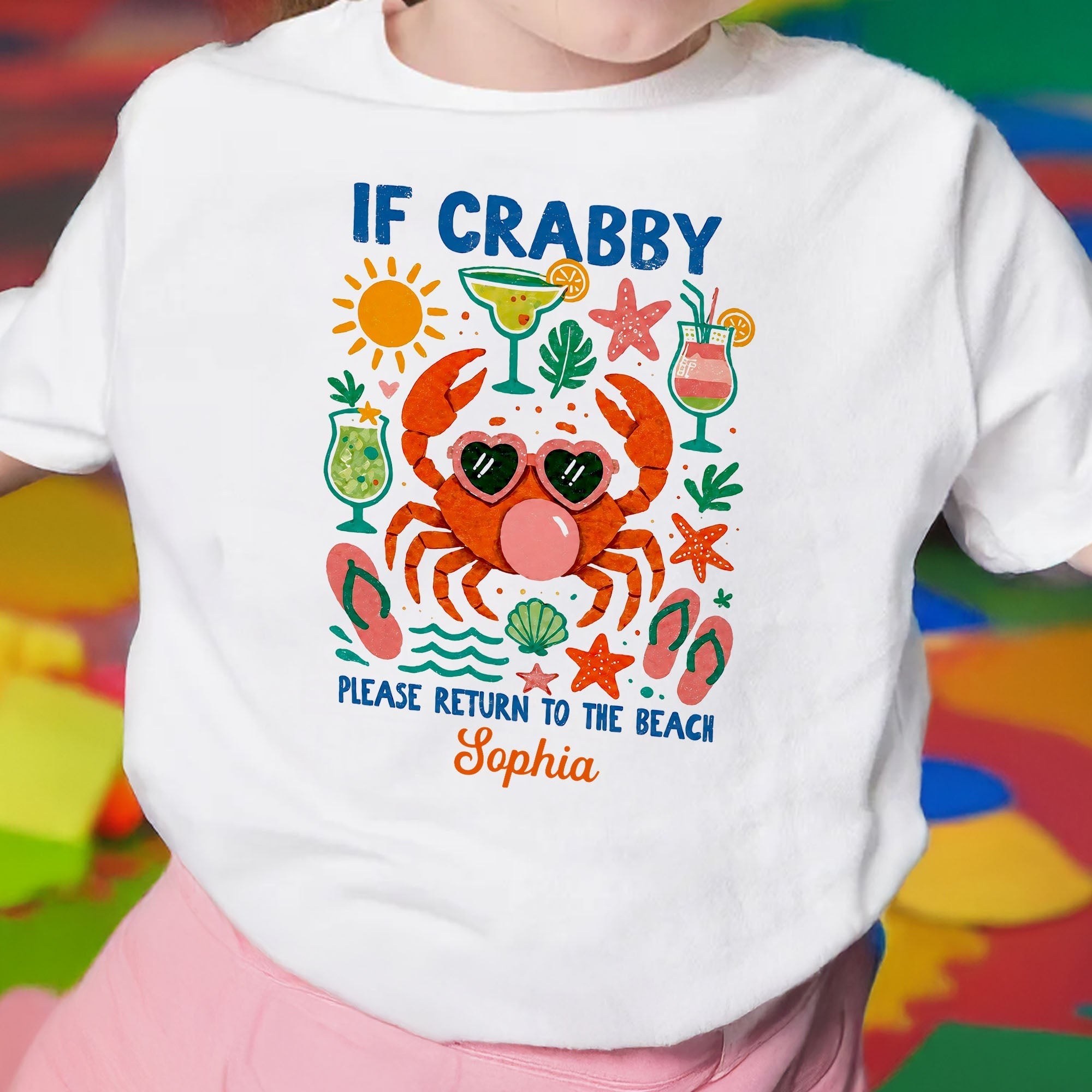 Personalized Youth T-Shirt Custom Name Beach Crab Gift
