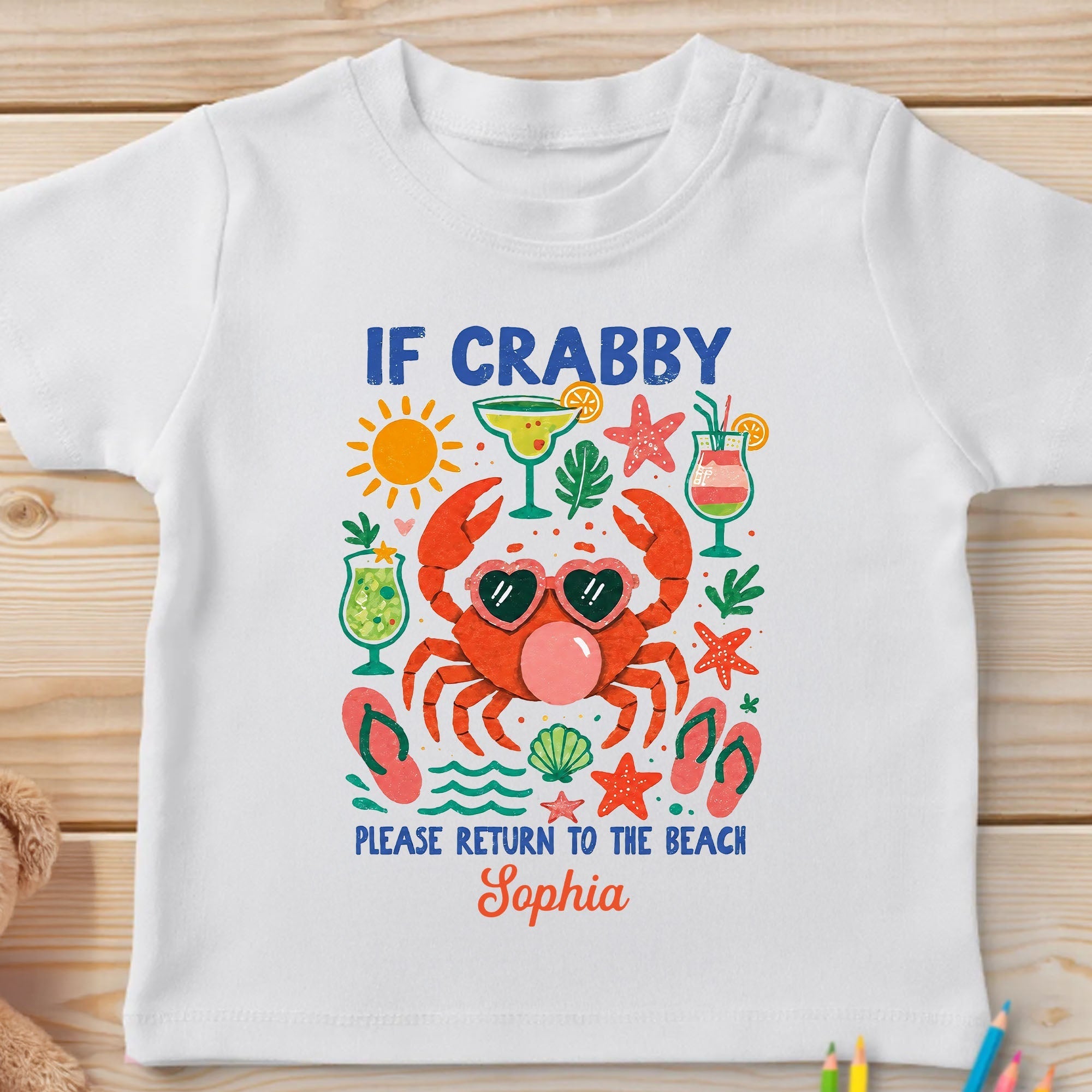 Personalized Youth T-Shirt Custom Name Beach Crab Gift