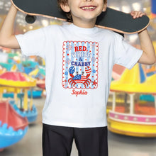 Load image into Gallery viewer, Personalized Red White and Crabby Youth T-Shirt Custom Name Gift for Kids
