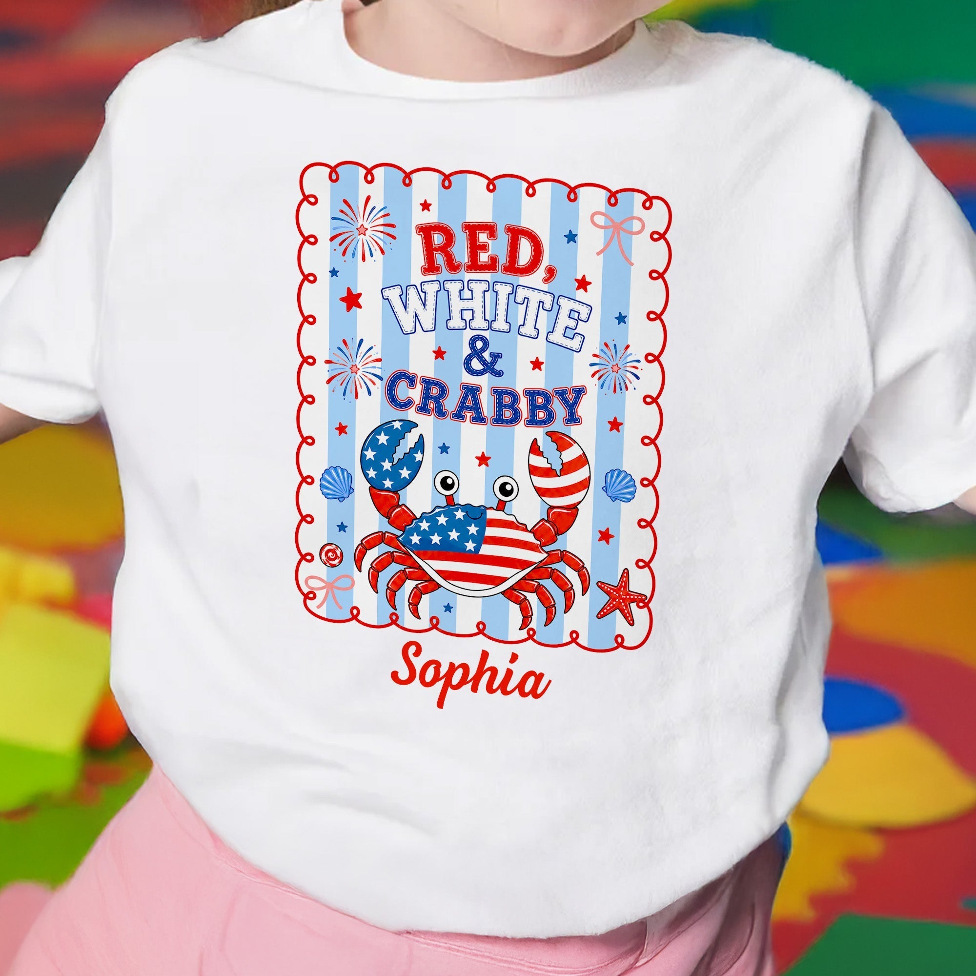 Personalized Red White and Crabby Youth T-Shirt Custom Name Gift for Kids