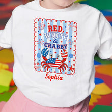 Load image into Gallery viewer, Personalized Red White and Crabby Youth T-Shirt Custom Name Gift for Kids

