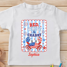 Load image into Gallery viewer, Personalized Red White and Crabby Youth T-Shirt Custom Name Gift for Kids
