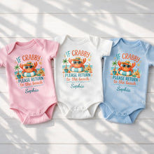 Load image into Gallery viewer, Personalized Crab Beach Baby Onesie Custom Name Gift
