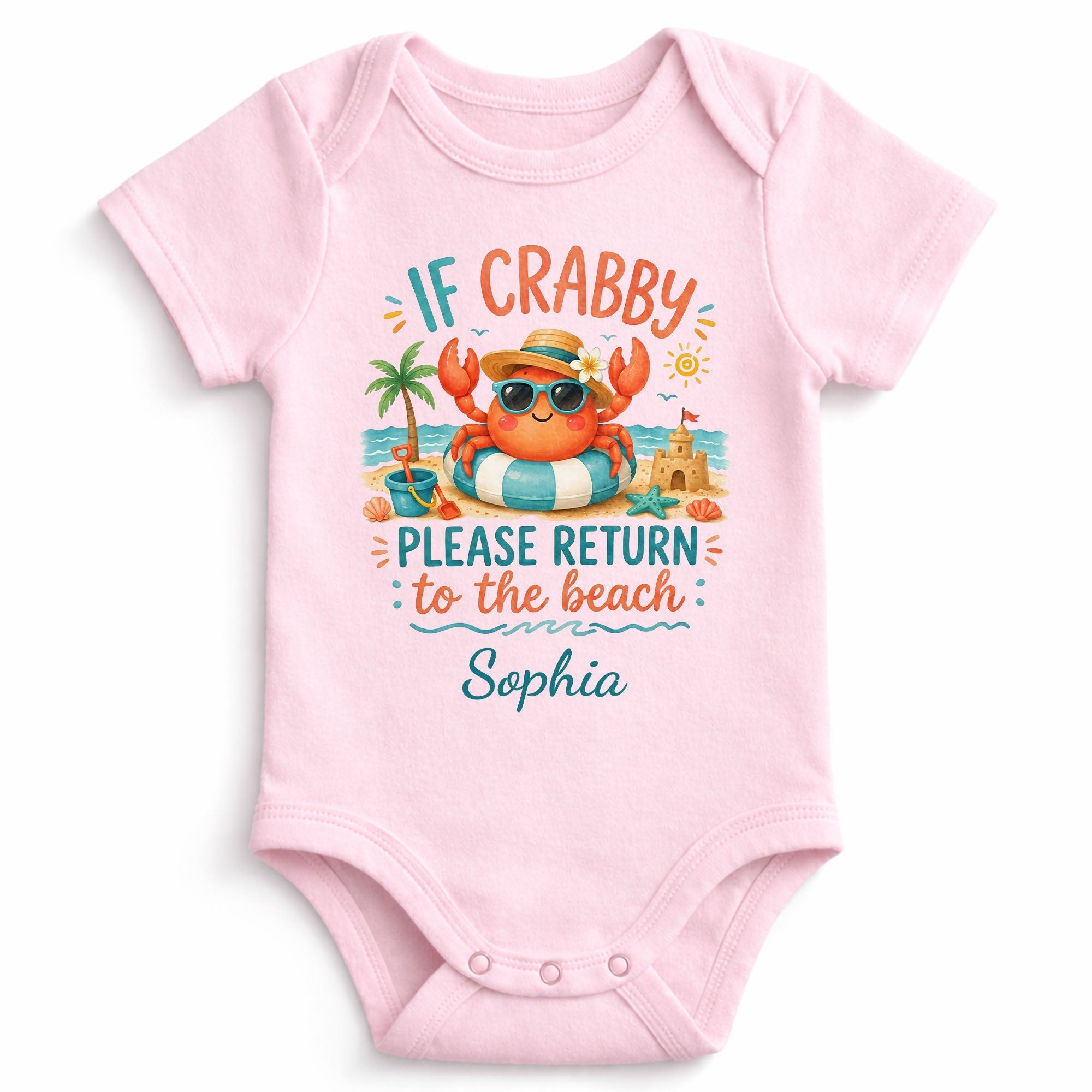 Personalized Crab Beach Baby Onesie Custom Name Gift