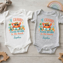 Load image into Gallery viewer, Personalized Crab Beach Baby Onesie Custom Name Gift
