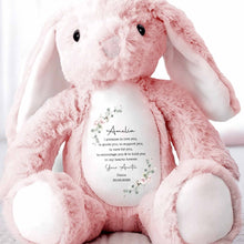 Load image into Gallery viewer, Personalized Stuffed Bunny Custom Name Floral Wreath Gift for Kids
