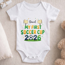 Load image into Gallery viewer, Personalized Baby Onesie Soccer Cup Custom Name Gift for Kids
