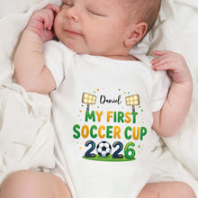 Load image into Gallery viewer, Personalized Baby Onesie Soccer Cup Custom Name Gift for Kids
