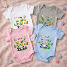 Load image into Gallery viewer, Personalized Baby Onesie Soccer Cup Custom Name Gift for Kids
