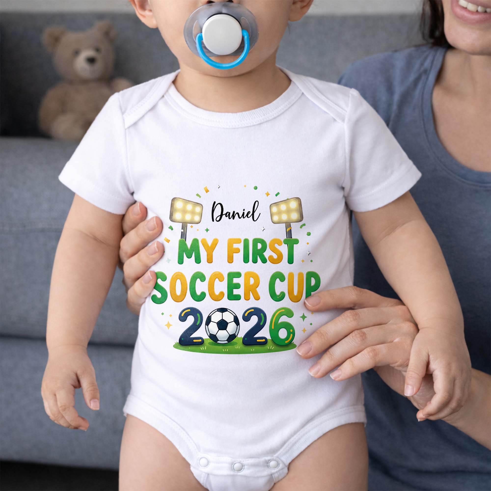 Personalized Baby Onesie Soccer Cup Custom Name Gift for Kids