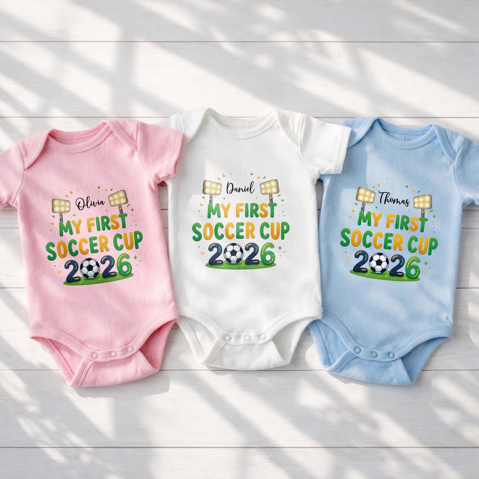 Personalized Baby Onesie Soccer Cup Custom Name Gift for Kids