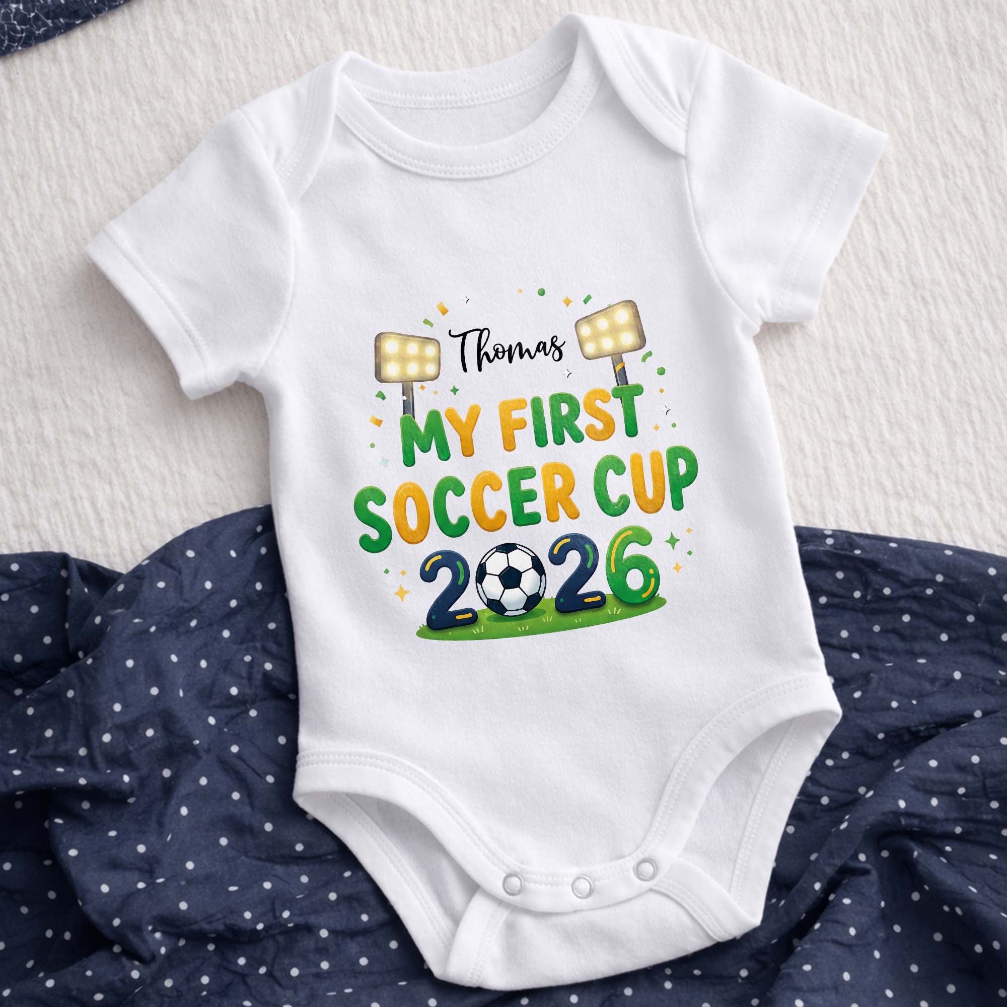 Personalized Baby Onesie Soccer Cup Custom Name Gift for Kids