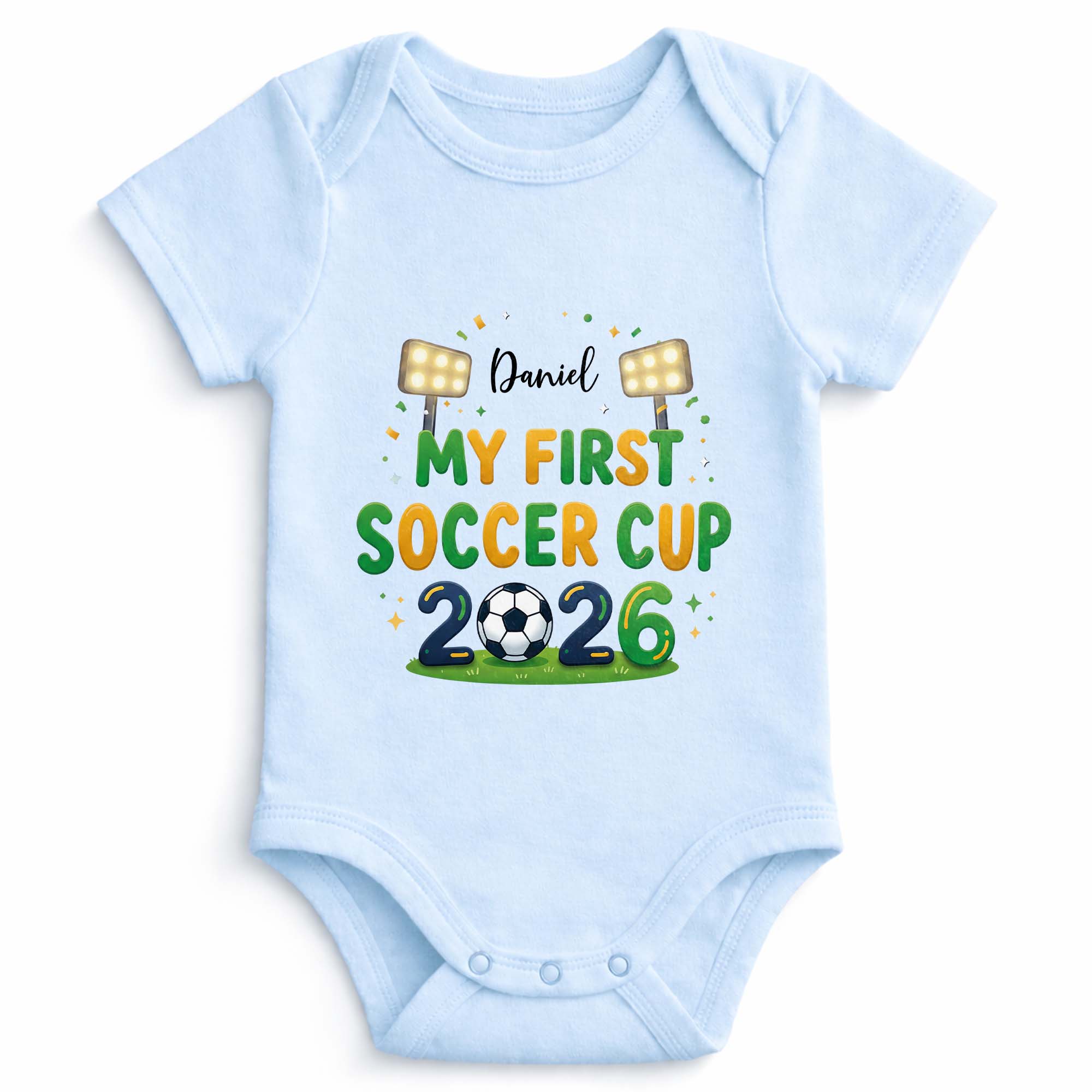 Personalized Baby Onesie Soccer Cup Custom Name Gift for Kids
