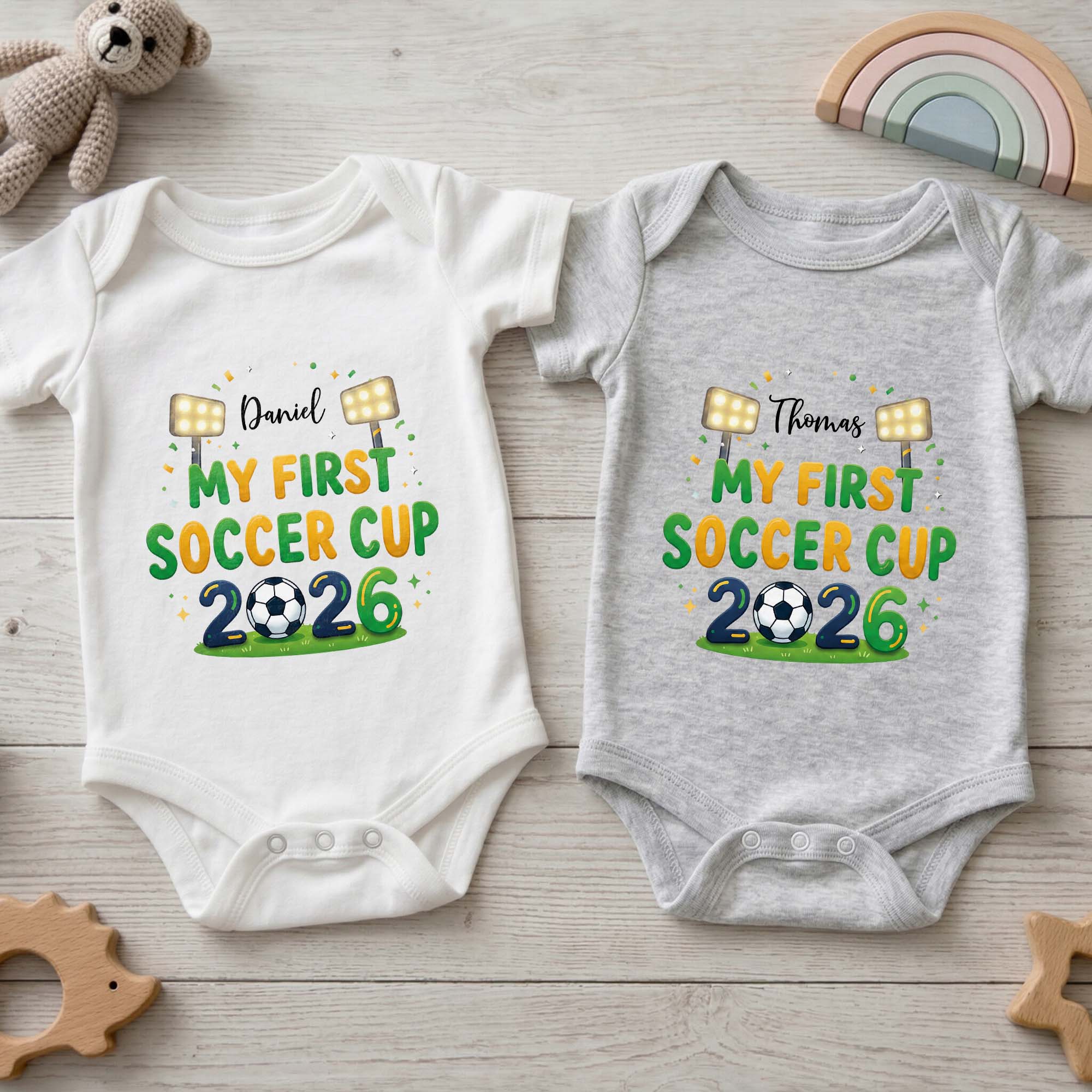 Personalized Baby Onesie Soccer Cup Custom Name Gift for Kids