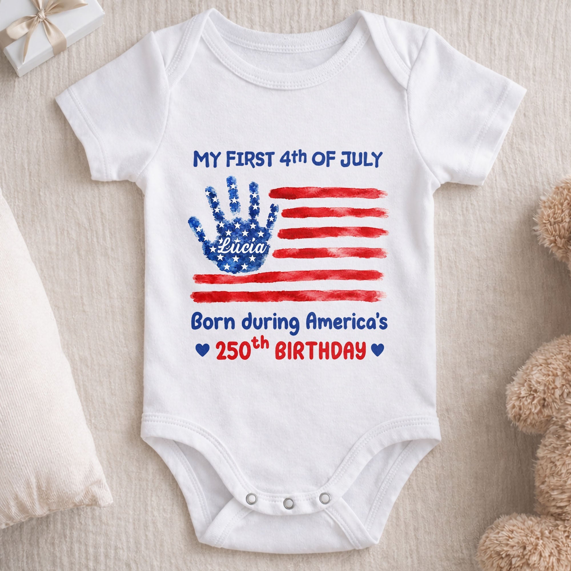 Personalized Baby Onesie 4th of July Handprint Gift Idea