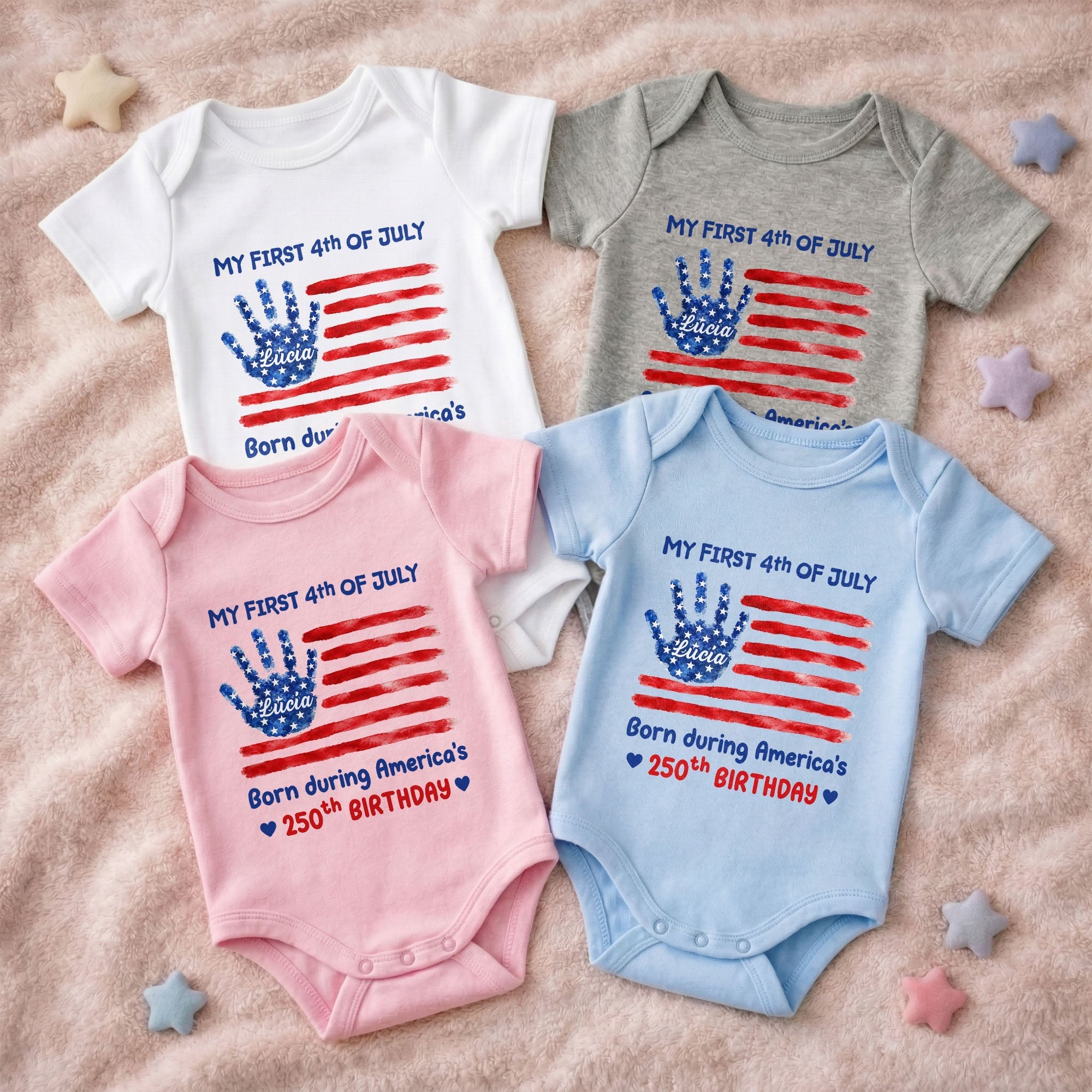 Personalized Baby Onesie 4th of July Handprint Gift Idea