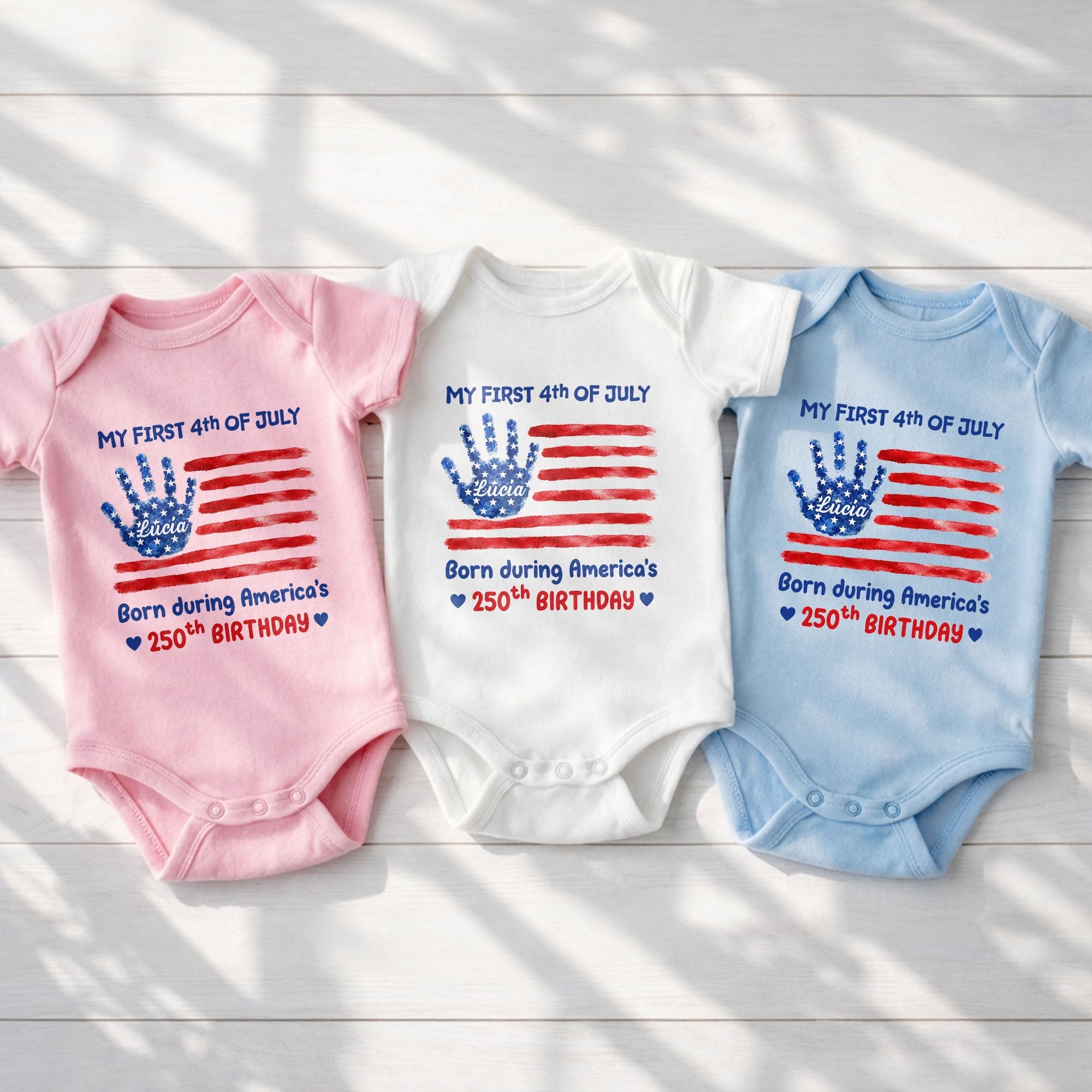 Personalized Baby Onesie 4th of July Handprint Gift Idea