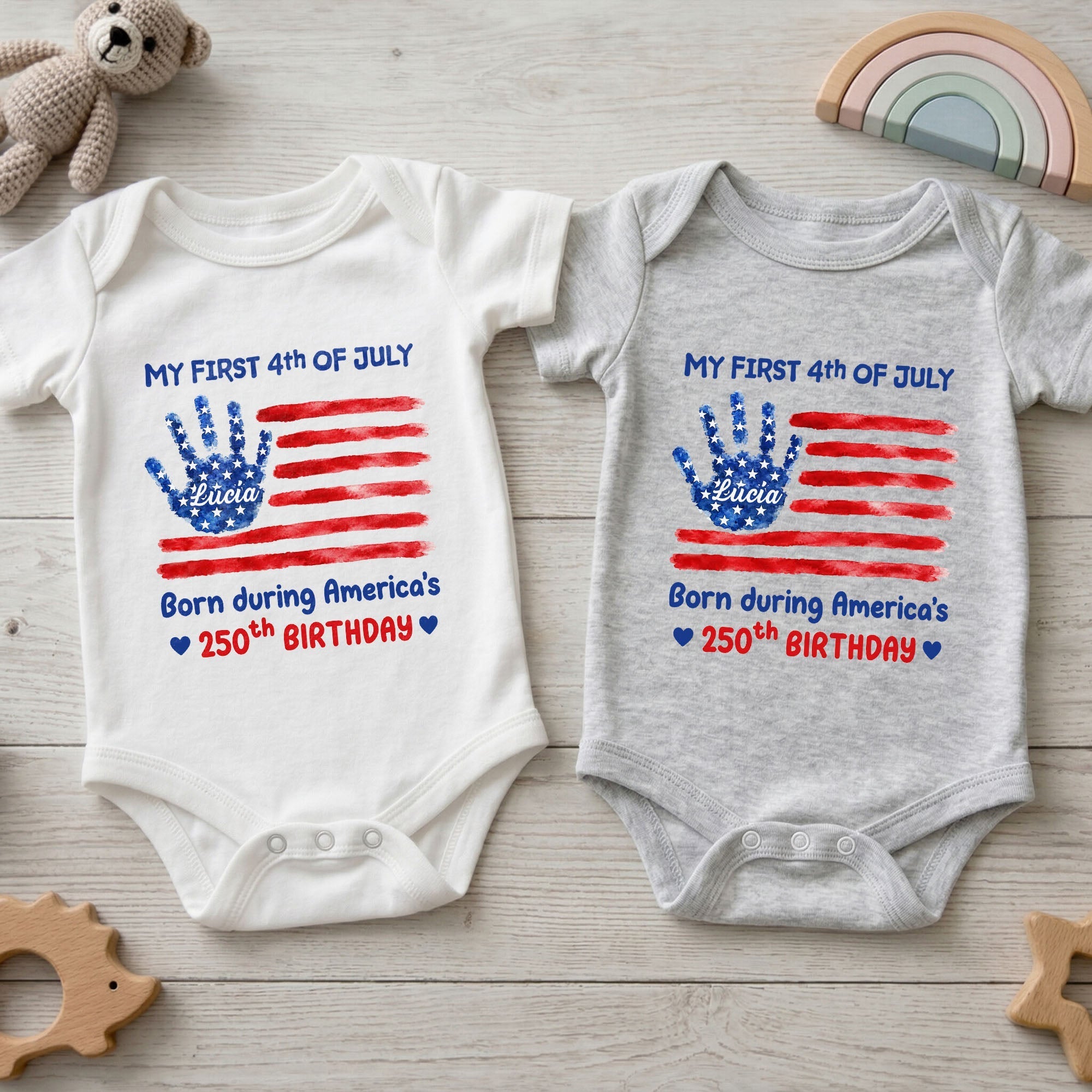 Personalized Baby Onesie 4th of July Handprint Gift Idea