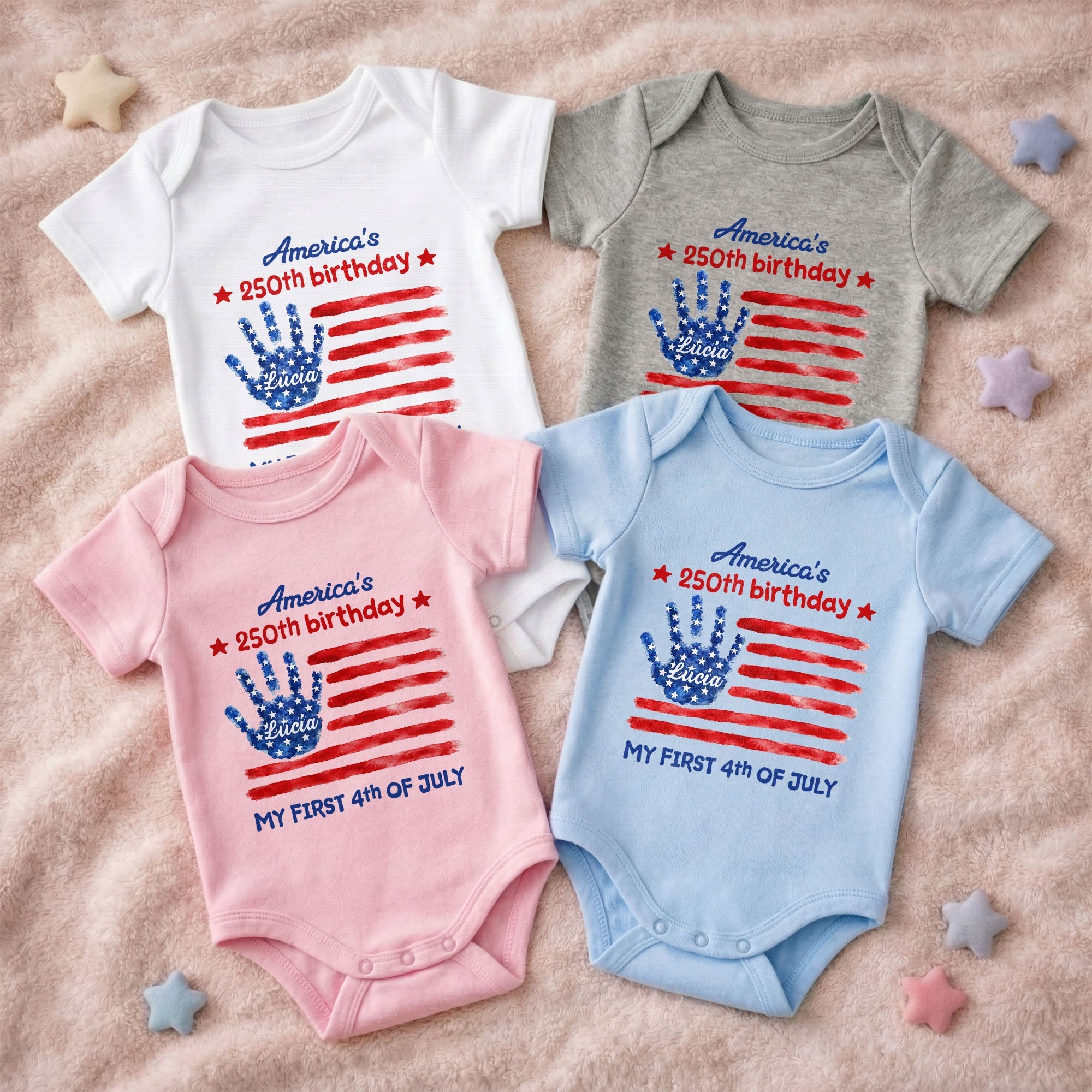 Personalized Baby Onesie Custom Name 4th of July Gift