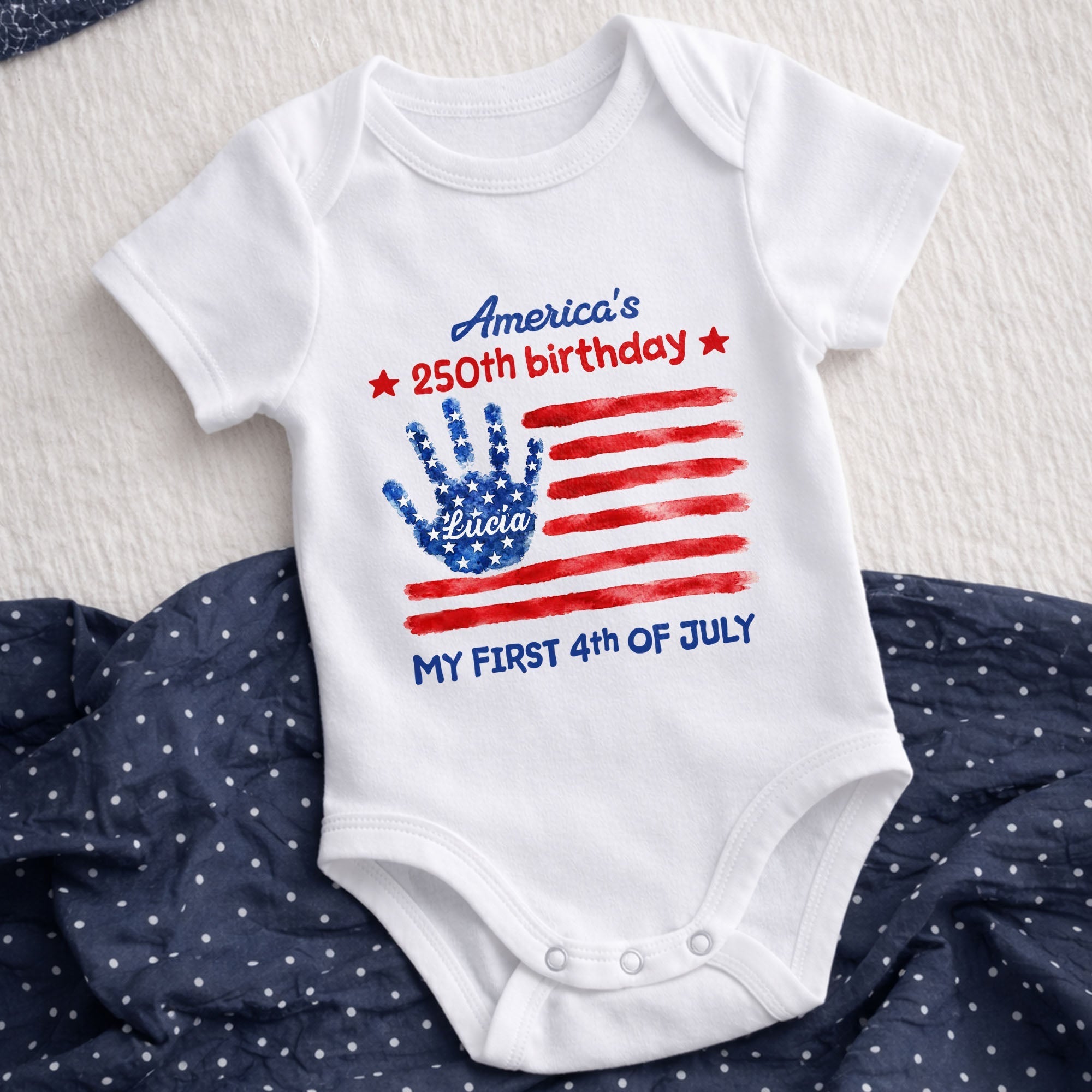 Personalized Baby Onesie Custom Name 4th of July Gift