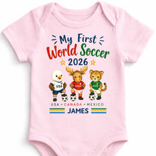 Load image into Gallery viewer, Personalized Baby Onesie Custom Name Soccer Gift for Kids
