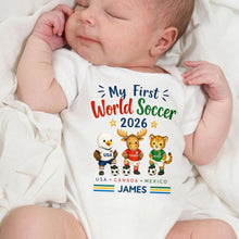 Load image into Gallery viewer, Personalized Baby Onesie Custom Name Soccer Gift for Kids
