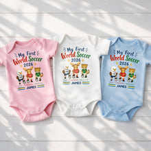 Load image into Gallery viewer, Personalized Baby Onesie Custom Name Soccer Gift for Kids
