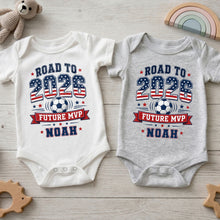 Load image into Gallery viewer, Personalized Custom Baby Onesie Road to Future MVP Gift for Baby
