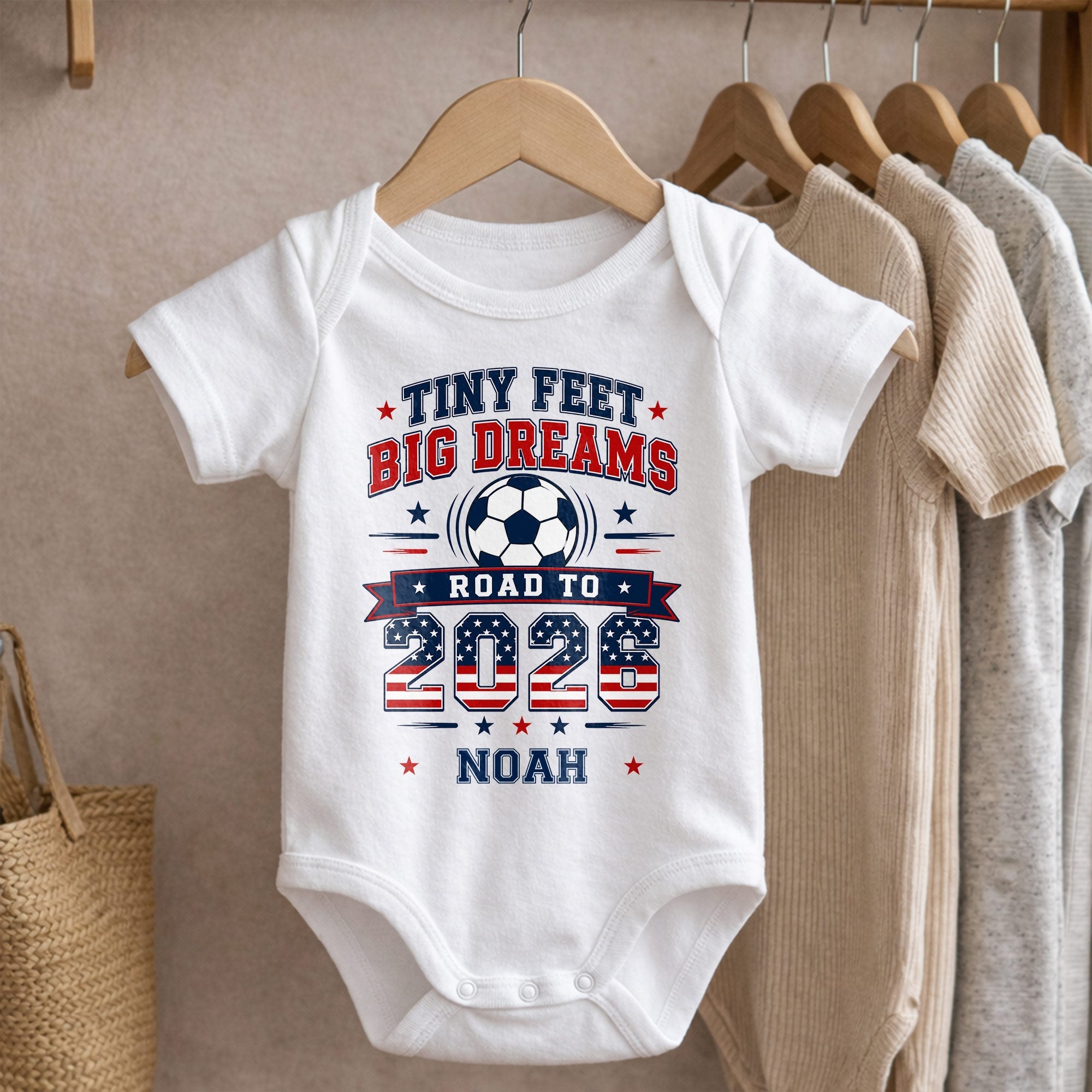 Personalized Custom Baby Onesie Tiny Feet Big Dreams Gift