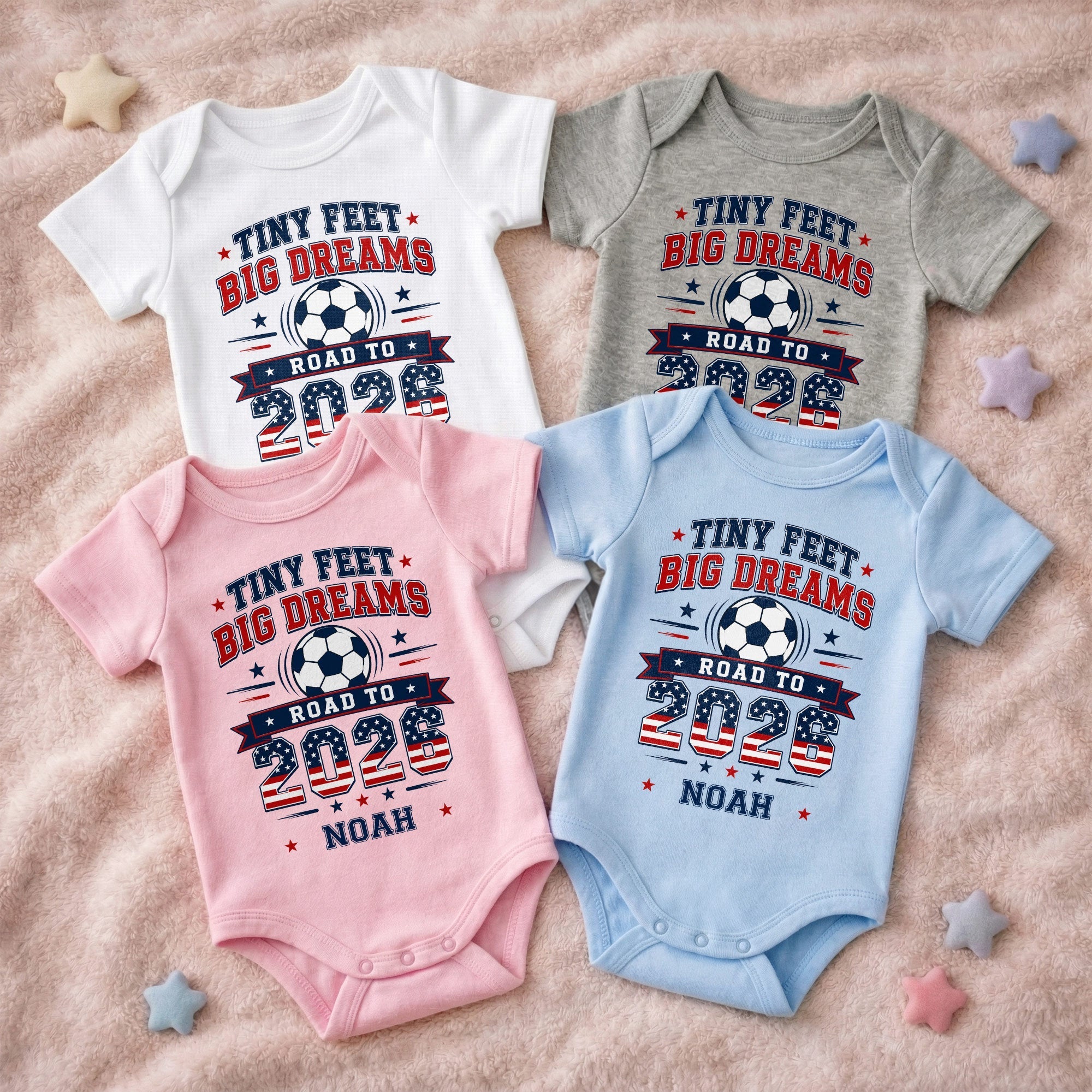 Personalized Custom Baby Onesie Tiny Feet Big Dreams Gift