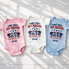 Load image into Gallery viewer, Personalized Custom Baby Onesie Tiny Feet Big Dreams Gift
