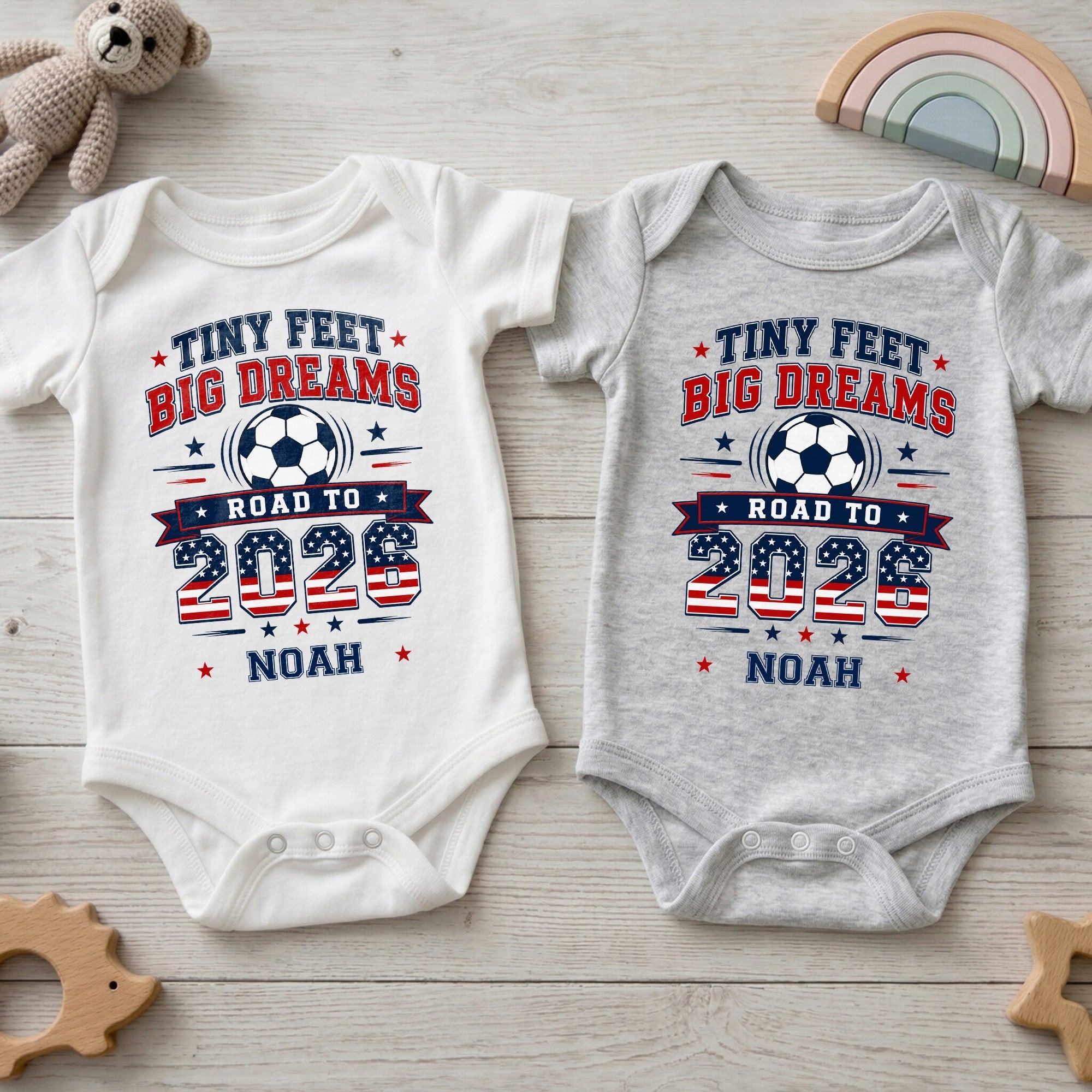 Personalized Custom Baby Onesie Tiny Feet Big Dreams Gift