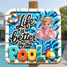 Load image into Gallery viewer, Personalized Wood Sign Custom Name Pool Decor for Kids
