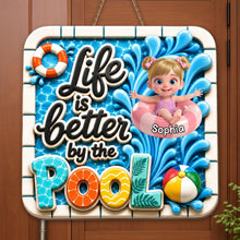 Load image into Gallery viewer, Personalized Wood Sign Custom Name Pool Decor for Kids

