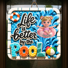 Load image into Gallery viewer, Personalized Wood Sign Custom Name Pool Decor for Kids
