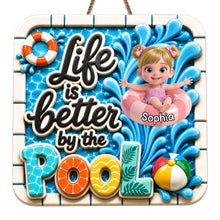 Load image into Gallery viewer, Personalized Wood Sign Custom Name Pool Decor for Kids
