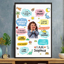 Load image into Gallery viewer, Personalized Dinosaur Affirmations Custom Poster for Kids

