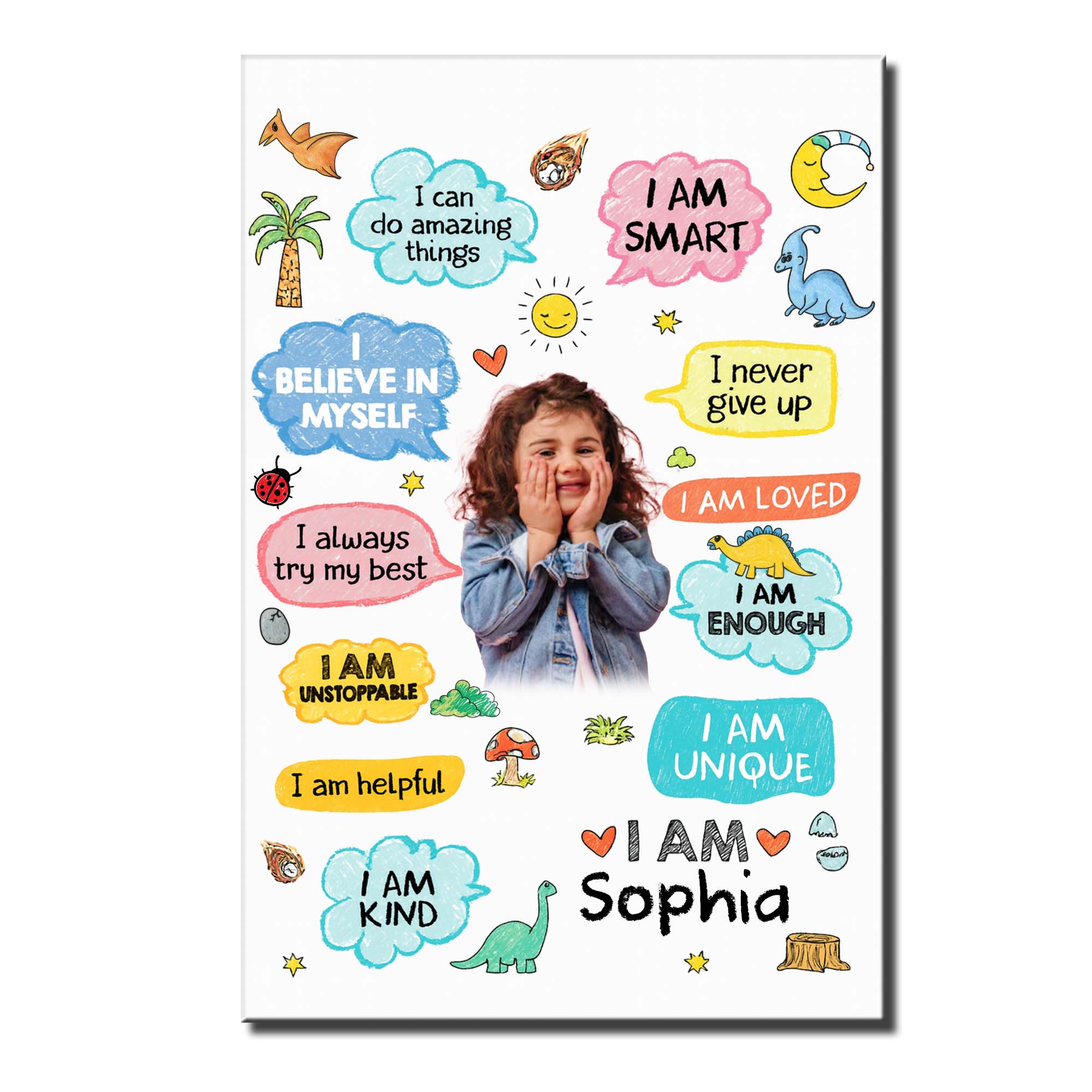 Personalized Dinosaur Affirmations Custom Poster for Kids