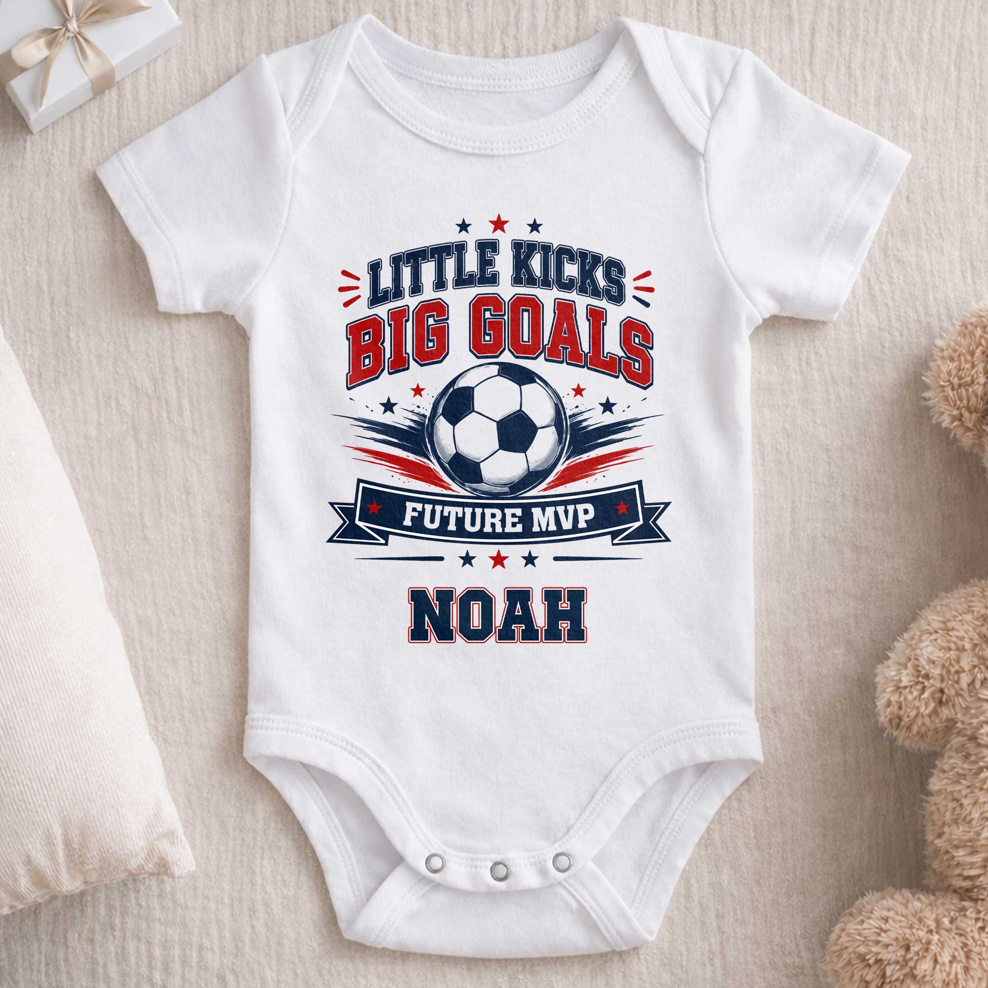 Personalized Baby Onesie Custom Name Soccer MVP Gift