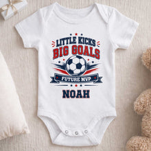 Load image into Gallery viewer, Personalized Baby Onesie Custom Name Soccer MVP Gift
