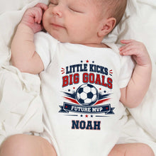 Load image into Gallery viewer, Personalized Baby Onesie Custom Name Soccer MVP Gift
