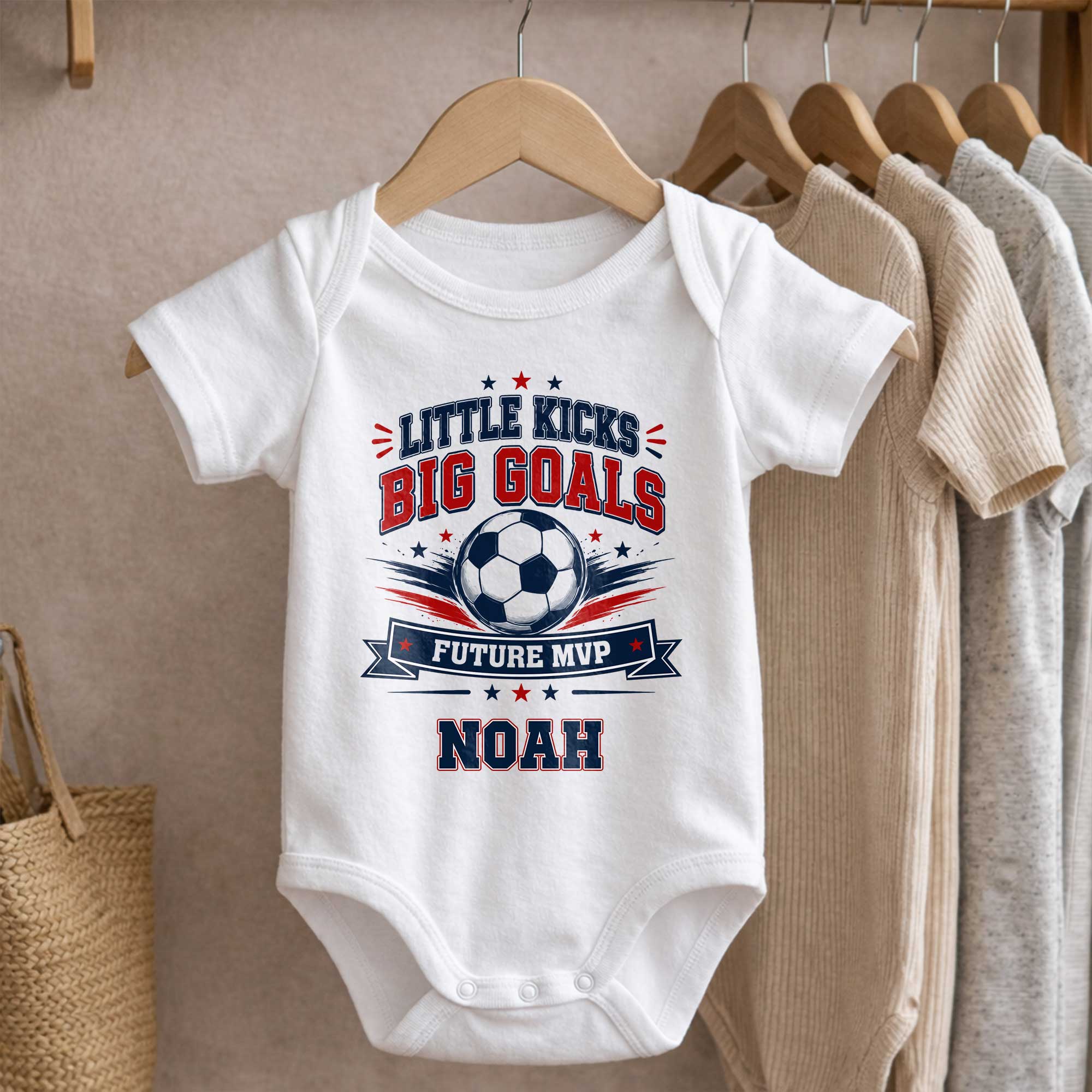 Personalized Baby Onesie Custom Name Soccer MVP Gift