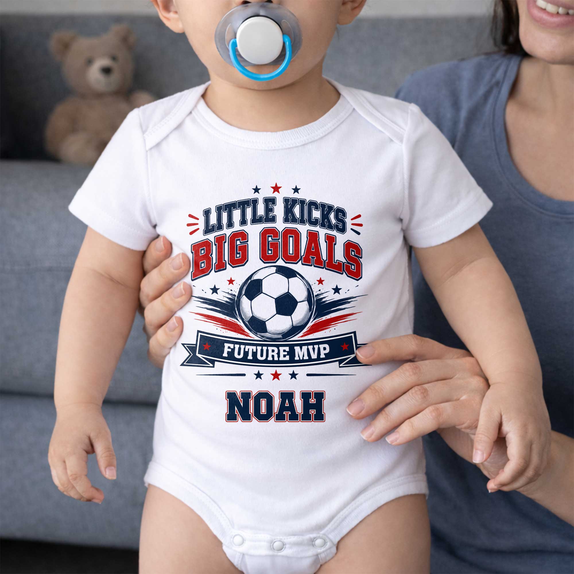 Personalized Baby Onesie Custom Name Soccer MVP Gift