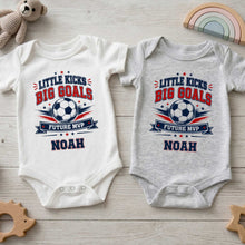 Load image into Gallery viewer, Personalized Baby Onesie Custom Name Soccer MVP Gift
