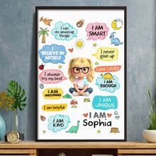 Load image into Gallery viewer, Personalized Dinosaur Affirmations Poster Custom Kid Gift
