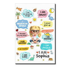 Load image into Gallery viewer, Personalized Dinosaur Affirmations Poster Custom Kid Gift
