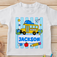 Load image into Gallery viewer, Personalized Youth T-Shirt with School Bus Design for Kids
