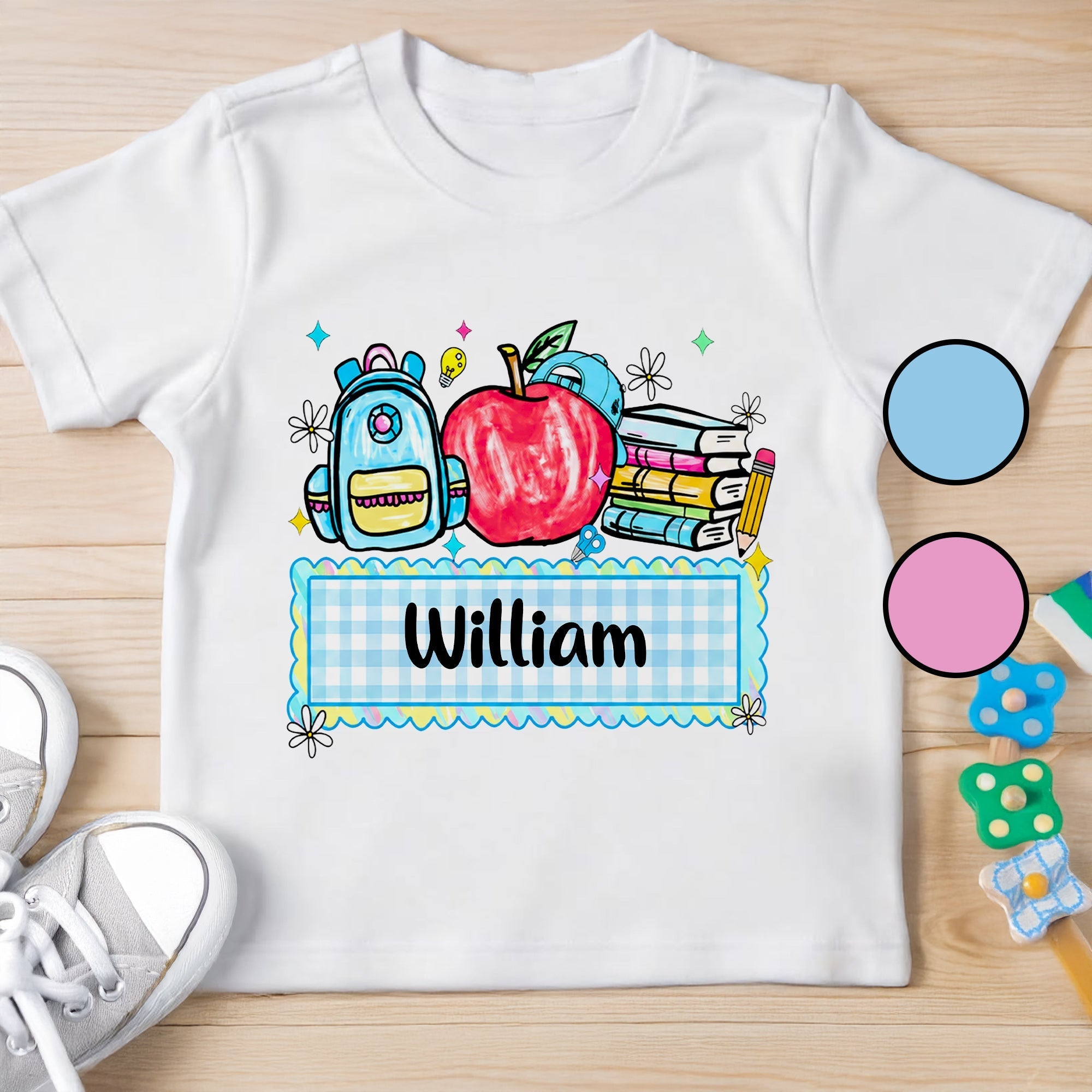 Personalized Kids T-Shirt Apple Backpack Design Custom Name Gift