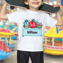 Load image into Gallery viewer, Personalized Kids T-Shirt Apple Backpack Design Custom Name Gift

